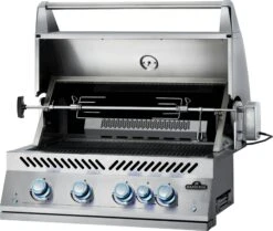 NAPOLEON 700-Series 32", Edelstahl, Einbau, Inkl. Drehspieß -Grill Verkaufsgeschäft BIG32RB Grillhead Ang Open KnobsOff Lit Rotisserie 1