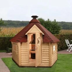 Wolff Finnhaus Grillkota 9 De Luxe Inkl. Grillanlage (B) -Grill Verkaufsgeschäft Wolff Finnhaus Grillkota 9 de luxe rote Schindeln 1