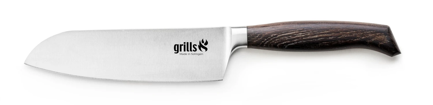 Grills.de Santokumesser Mit Eichenholzgriff 16cm 3 Grills.de Santokumesser Mit Eichenholzgriff 16cm