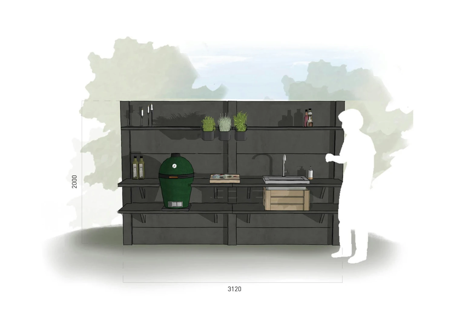 WWOO Designbeton-Outdoorküche Mare 3 WWOO Designbeton-Outdoorküche Mare