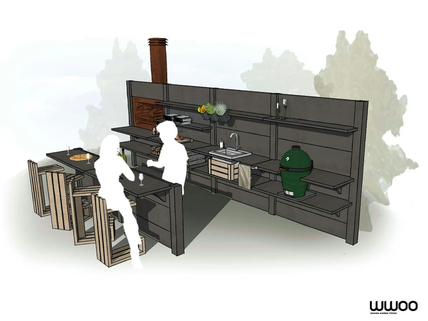 WWOO Designbeton-Outdoorküche Phil 3 WWOO Designbeton-Outdoorküche Phil